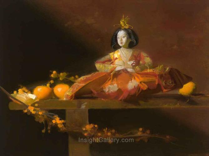 Japanese Doll with Clementines by Sherrie McGraw